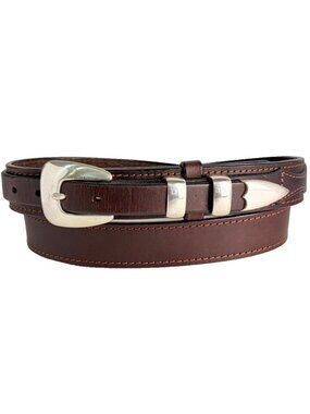 Genuine Leather Ranger Belt Brown Size 40 1.25" Tapered to .7" Western